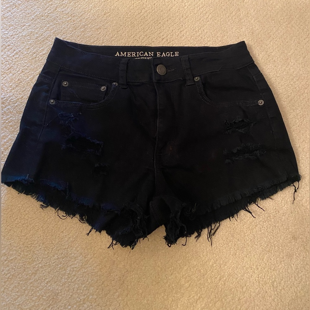 American Eagle Outfitters Stretch Hi-Rise Festival size 6 ripped Jean shorts